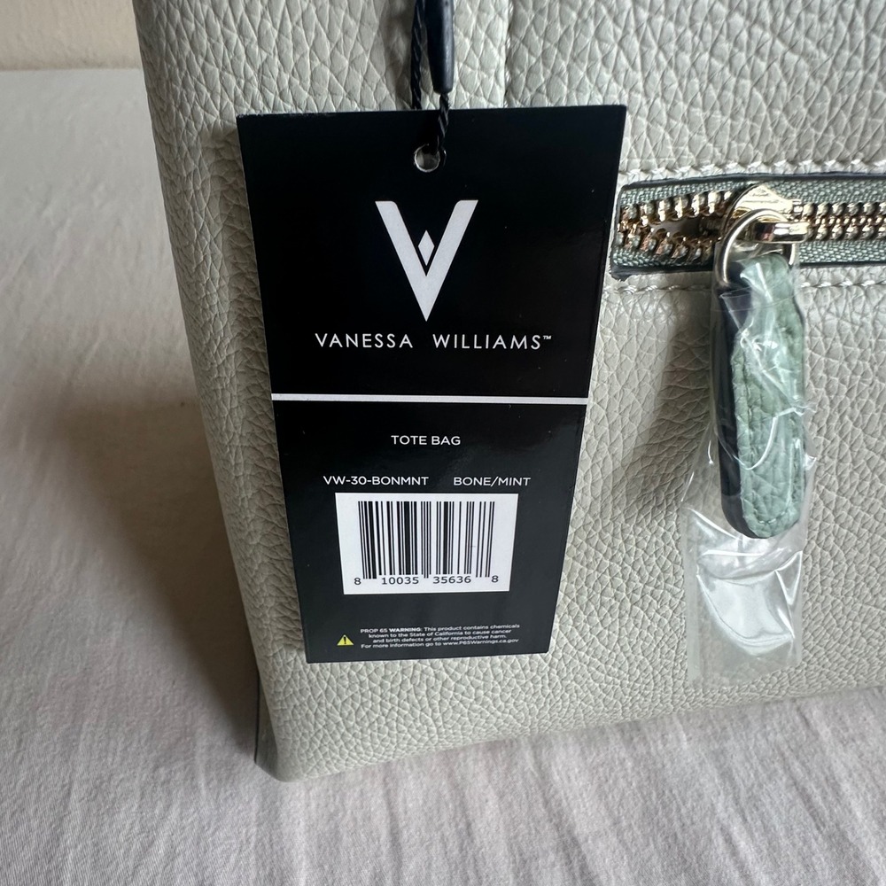 Vanessa Williams Bone Mint Pebble Grain Tote Bag VW-30-BONMNT NWT - Picture 5 of 13